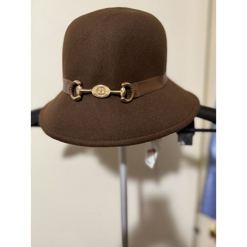 Giani Bernini Brown Wool Felt Cloche Hat Women Adjustable Fit Band Buckle